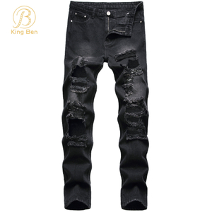 OEM ODM atacado de alta qualidade personalizado calças jeans masculinas calças jeans pretas lavadas fabricação de jeans 