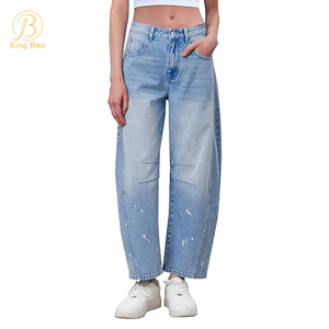 Oem odm feminino mãe jeans feminino casual streetwear treino harem namorado meados de cintura jeans senhoras calças jeans