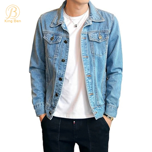 Logotipo personalizado OEM ODM jaqueta jeans de grandes dimensões de outono de alta qualidade com interesse angustiado para homens