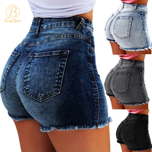 Shorts quentes femininos OEM ODM cintura alta cor sólida Shorts jeans femininos para mulheres Shorts jeans fabricantes