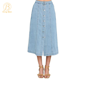 Bem-vindo OEM ODM alta qualidade vintage simples moda solta cintura alta saia jeans para mulheres fabrica