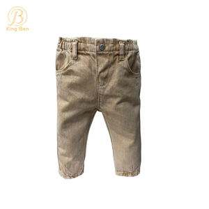 Calças jeans infantis OEM ODM primavera novo bebê All-match estilo estrangeiro calças compridas casuais