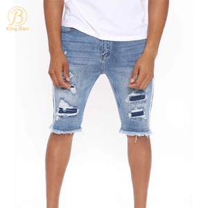 Bem-vindo OEM ODM Mens Skinny Denim Fitness Jean Shorts Preço de atacado Meia calça para homens Tiros personalizados Homem