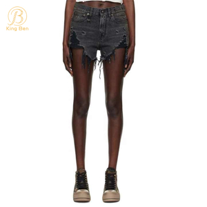 OEM ODM atacado feminino casual algodão cintura média corte shorts jeans atacado baixo preço fabricação OEM