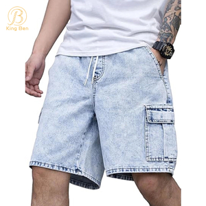 OEM ODM Personalizado Homens Zipper Fly Loose Fit 100% Algodão Steeetwear Calças Jeans Baggy Jeans Homem Shorts Jeans Fábrica