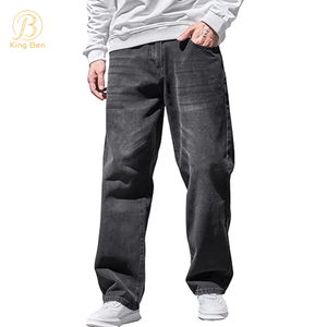 OEM ODM Fashion Custom Oversized Jeans Homens Jeans Retos Largos Homens 100% Algodão Perna Solta Calças Jeans Longas Calças Jeans Largas