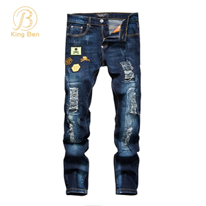 OEM ODM Atacado Designers Blue Jeans Homens Rasgados Skinny Stretch Denim Calças Slim Mens Jeans Novo Estilo Moda Streetwear