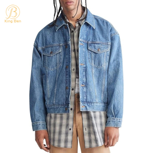 OEM ODM venda quente homens casual solto jaqueta jeans personalizado manga longa atacado respirável homens jaqueta jeans fábrica
